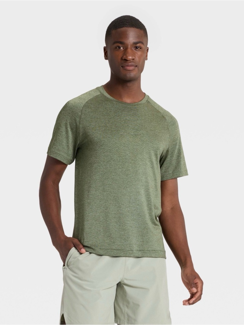 all in motion Men's Heather Olive Short-Sleeve Performance Tee